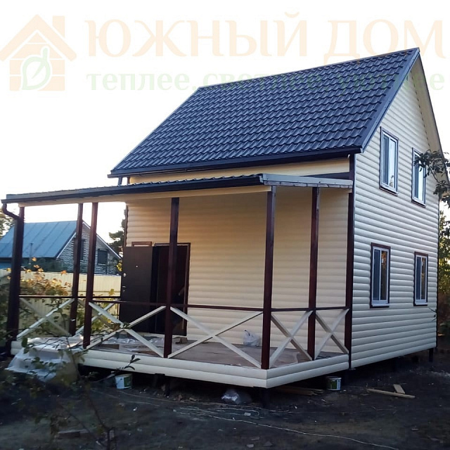 Каркасно-щитовой дом 6х6 72 кв.м.+терраса 18 кв.м
