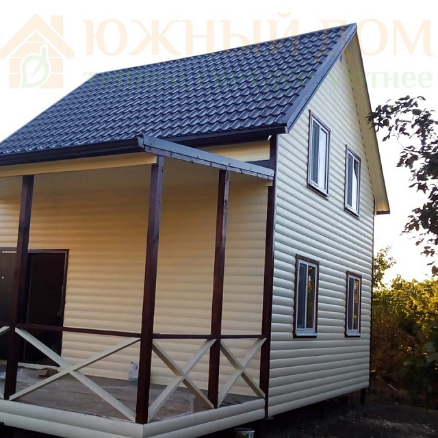 Каркасно-щитовой дом 6х6 72 кв.м.+терраса 18 кв.м